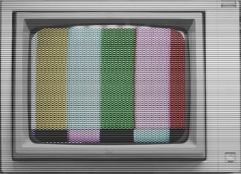 A welcome image of a distorted TV color test on a classic monitor
